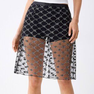 Sequined diamond pattern tulle skirt